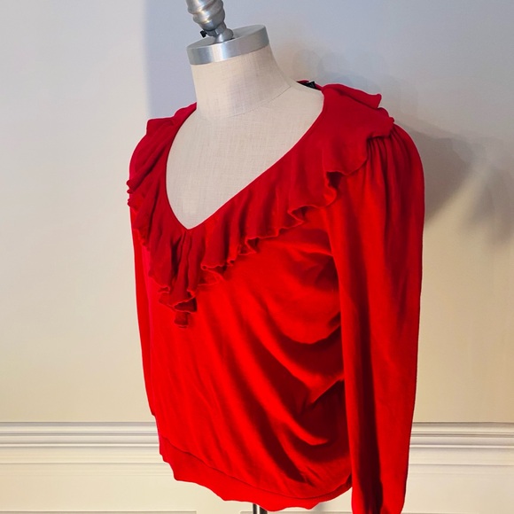 Lauren Ralph Lauren Valentines Red Ruffle Trim Jersey Sweater Size 1X(108) - Picture 9 of 10